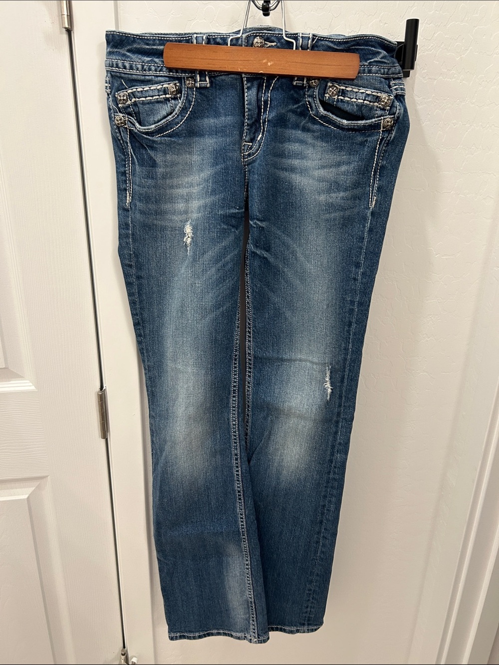Miss Me Distressed Mid Blue Boot Cut Jeans